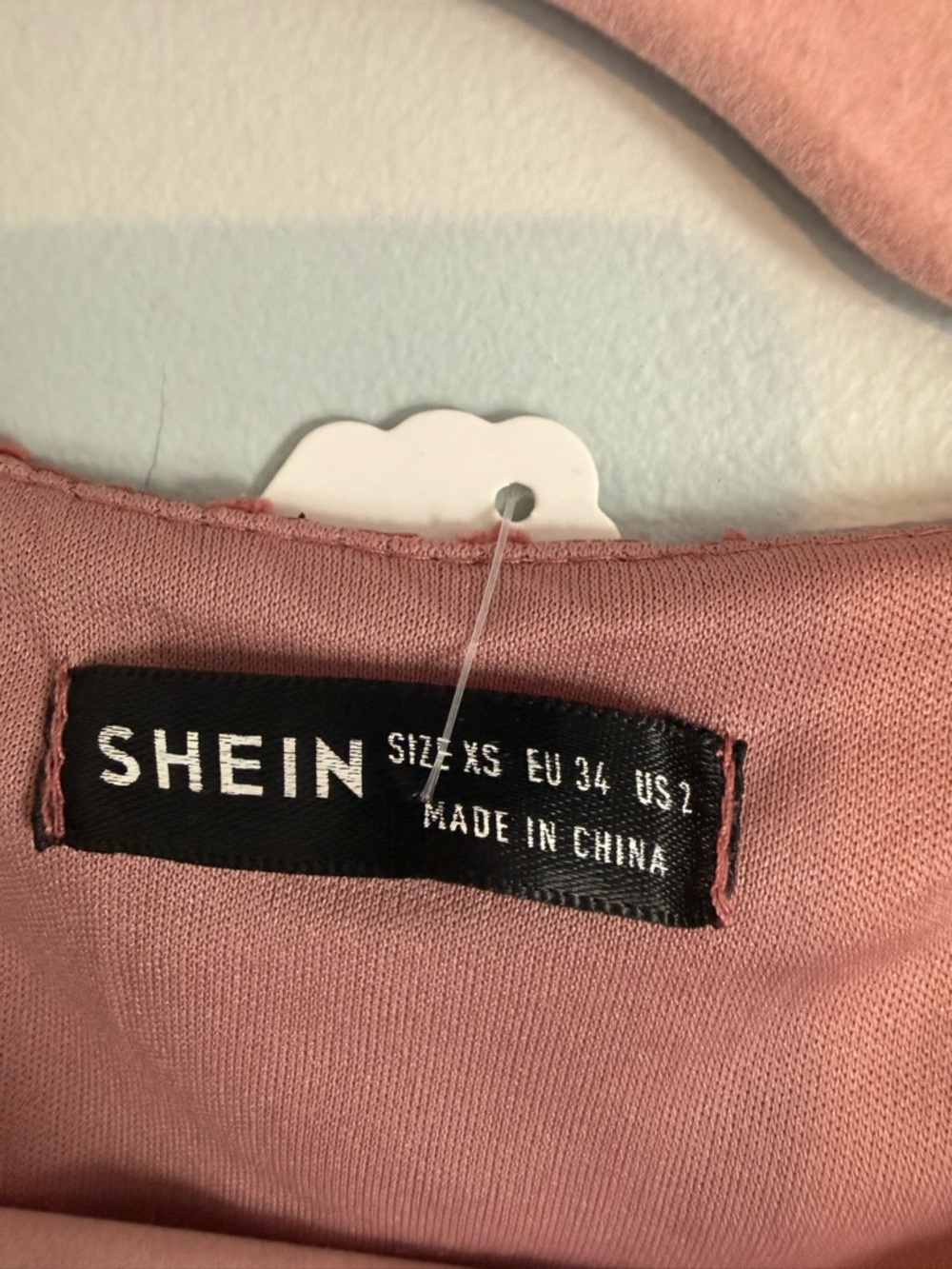 SHEIN Curve Swiss Dot Surplice Neck Dress Dusty Rose Sz XS - Picture 3 of 3